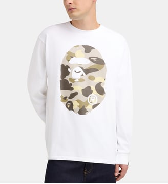 T-shirt à manches longues Camo Big Ape Head - A BATHING APE ® - Blanc et marron