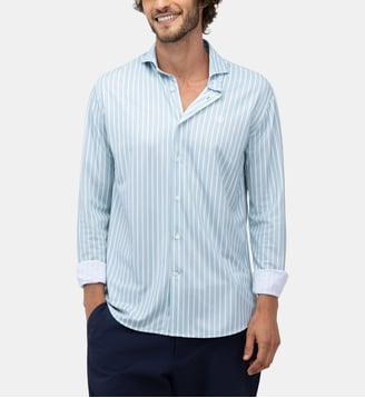 Chemise rayée à col italien - El Ganso - Bleu