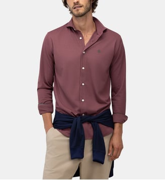 Chemise technique col italien - El Ganso - Grenat