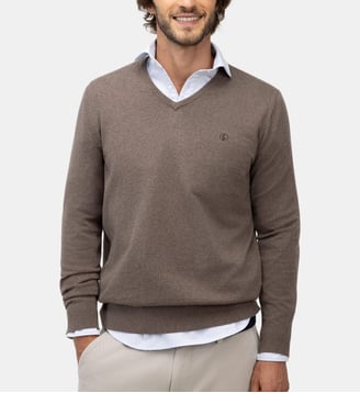Pull col V en coton - El Ganso - Taupe