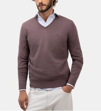 Pull basique à col en V - El Ganso - Violet