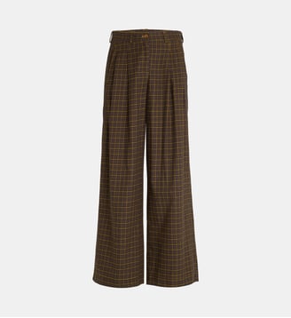 Pantalon Katherine large carreaux coton - Jejia - Marron