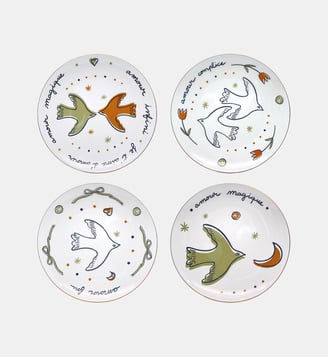 Ensemble de 4 assiettes - Opjet Paris - Multicolore