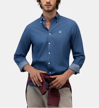 Chemise en jean double teinture à boutons - El Ganso - Bleu