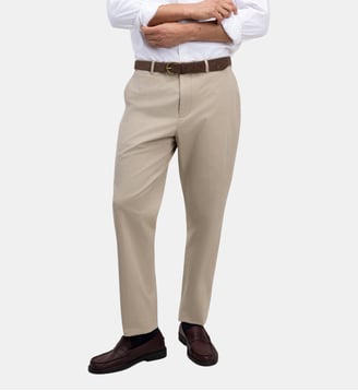 Pantalon droit à plis en coton - El Ganso - Beige