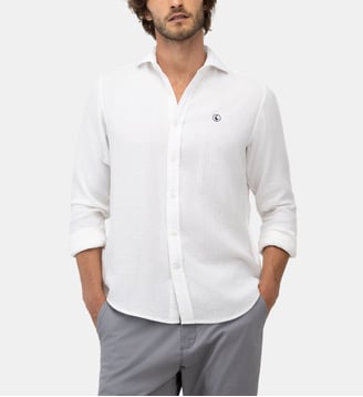 Chemise Bambou à col italien - El Ganso - Blanc