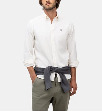 Chemise en velours côtelé écru teintée en pièce, à boutons - El Ganso - Écru