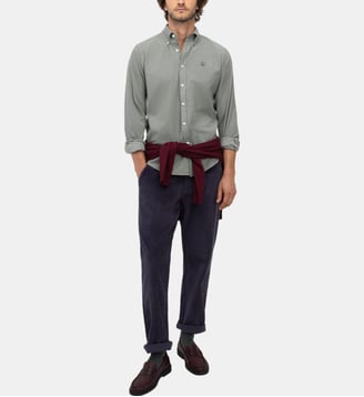 Chemise en velours côtelé à col américain - El Ganso - Vert
