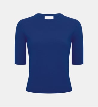 Top à col rond en laine - Molli - Bleu