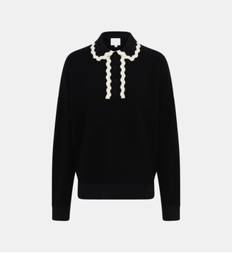 Top en laine à col croquet - Molli - Noir profond