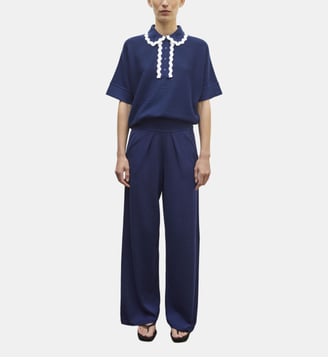 Pantalon fluide en maille - Molli - Bleu