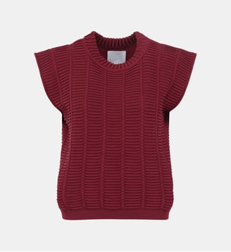 Top à col rond en maille couture - Molli - Rouge brûlé