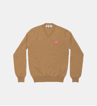 Pull col V - Comme des Garçons PLAY - Camel