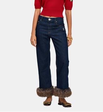 Jean Cropped effet fourrure - Marc Jacobs - Indigo