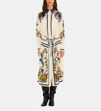 Robe Midi Ceinturée Golden Nature - Farm Rio - Crème