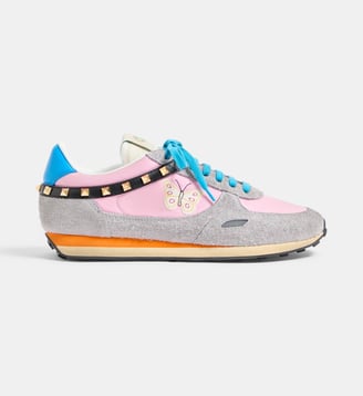 Baskets Stud Up Runner - Valentino Garavani - Rose et gris