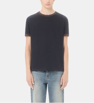 T-shirt ras-du-cou en coton à broderie signature - Valentino Garavani - Noir