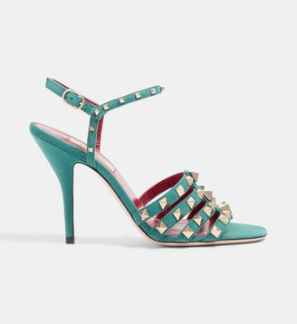 Sandales Rockstud en daim - Valentino Garavani - Rouge et bleu