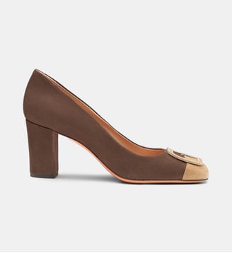 Escarpins à bout carré et talon haut - Santoni - Marron et beige