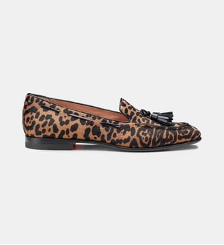 Mocassins à glands en cuir poulain - Santoni - Leopard