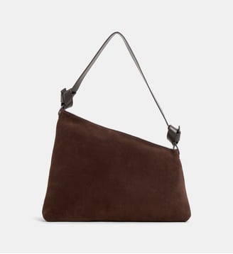 Sac à main porté épaule Dani cuir velours  - Staud - Marron