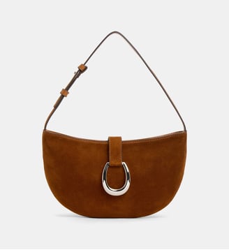 Sac demi-lune Harlow cuir velours - Staud - Tabac