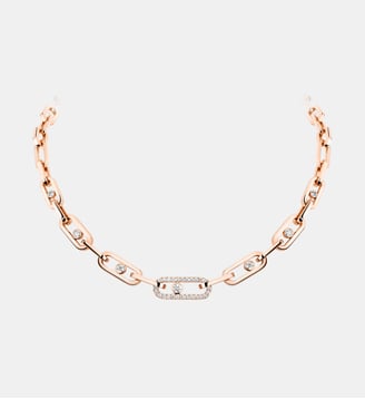 Collier gourmette en or rose et diamants - Messika - Or rose