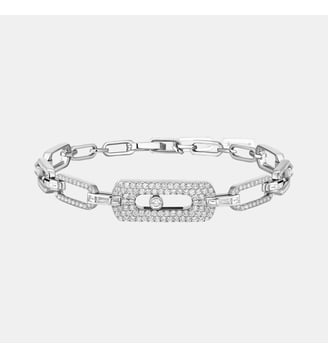 Bracelet gourmette en or blanc et pavé diamants - Messika - Or blanc