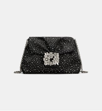 Sac Bouquet Strass Hotfix Drapé Mini - Roger Vivier - Noir