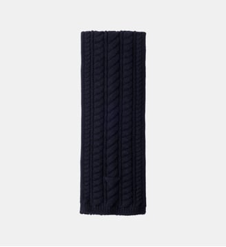 Écharpe à maille torsadée et logo triangulaire - Prada - Bleu