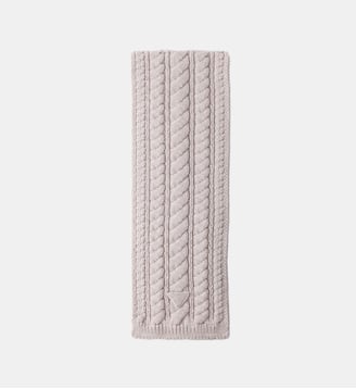 Écharpe à maille torsadée et logo triangulaire - Prada - Neutre