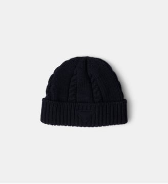 Bonnet en laine à torsades - Prada - Bleu