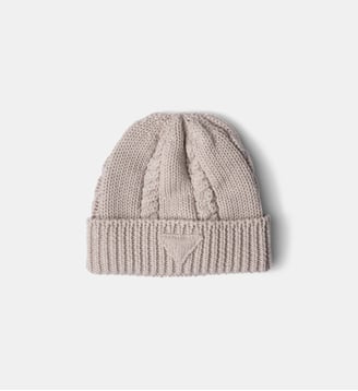Bonnet en laine à torsades - Prada - Neutre