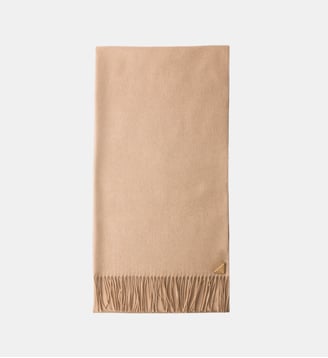 Écharpe en soie et cachemire à logo triangulaire - Prada - Marron