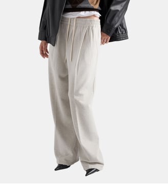 Pantalon large en coton molletonné - Prada - Gris