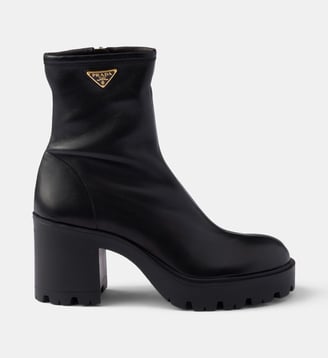 Bottines en cuir nappa stretch - Prada - Noir