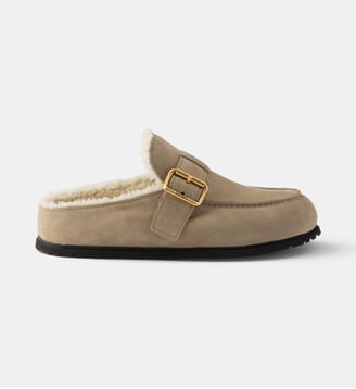 Mules en veau velours - Prada - Neutre