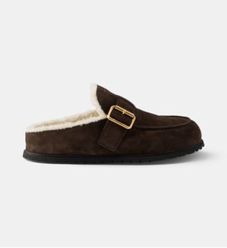 Mules en veau velours - Prada - Marron
