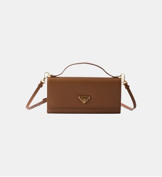 Portefeuille à bandoulière en cuir Saffiano - Prada - Marron