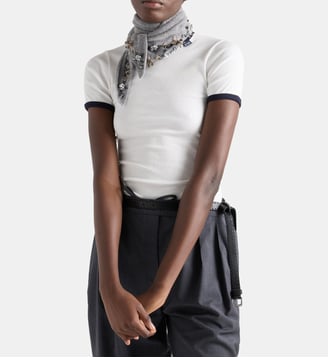 Haut en maille côtelée - Prada - Blanc