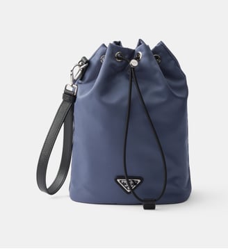 Pochette en Re-Nylon et cuir Saffiano - Prada - Bleu