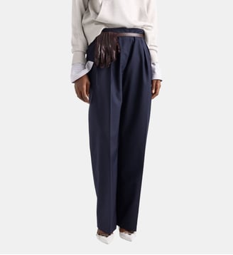 Pantalon droit en mohair léger - Prada - Bleu