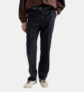 Pantalon droit en laine et mohair - Prada - Bleu