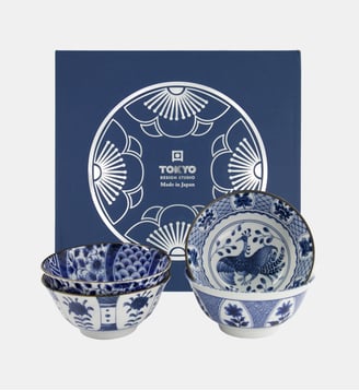 Coffret de 4 bols Tayo - Tokyo Design Studio - Bleu et blanc