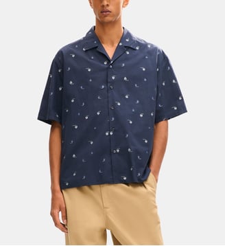 Chemise hawaïenne à manches courtes Ikat Flower - Kenzo - Midnight blue