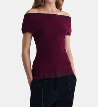 Top Lucky en maille col Bardot - Iro - Lilas