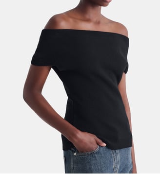 Top Lucky en maille col Bardot - Iro - Black