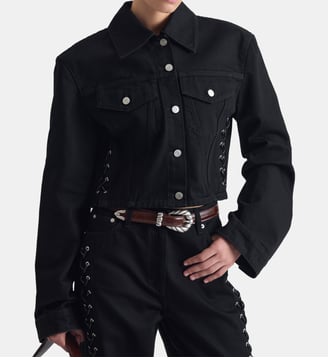 Veste courte en denim à laçage - Iro - Noir