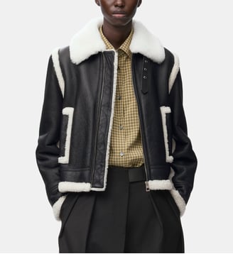 Veste Aviateur en Peau Lainée - Loewe - Black