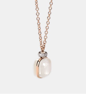 Collier avec pendentif Classic - Topaze blanche nacre et diamants - Pomellato - Blanc
